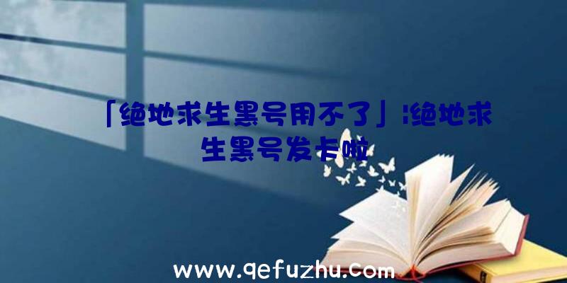 「绝地求生黑号用不了」|绝地求生黑号发卡啦